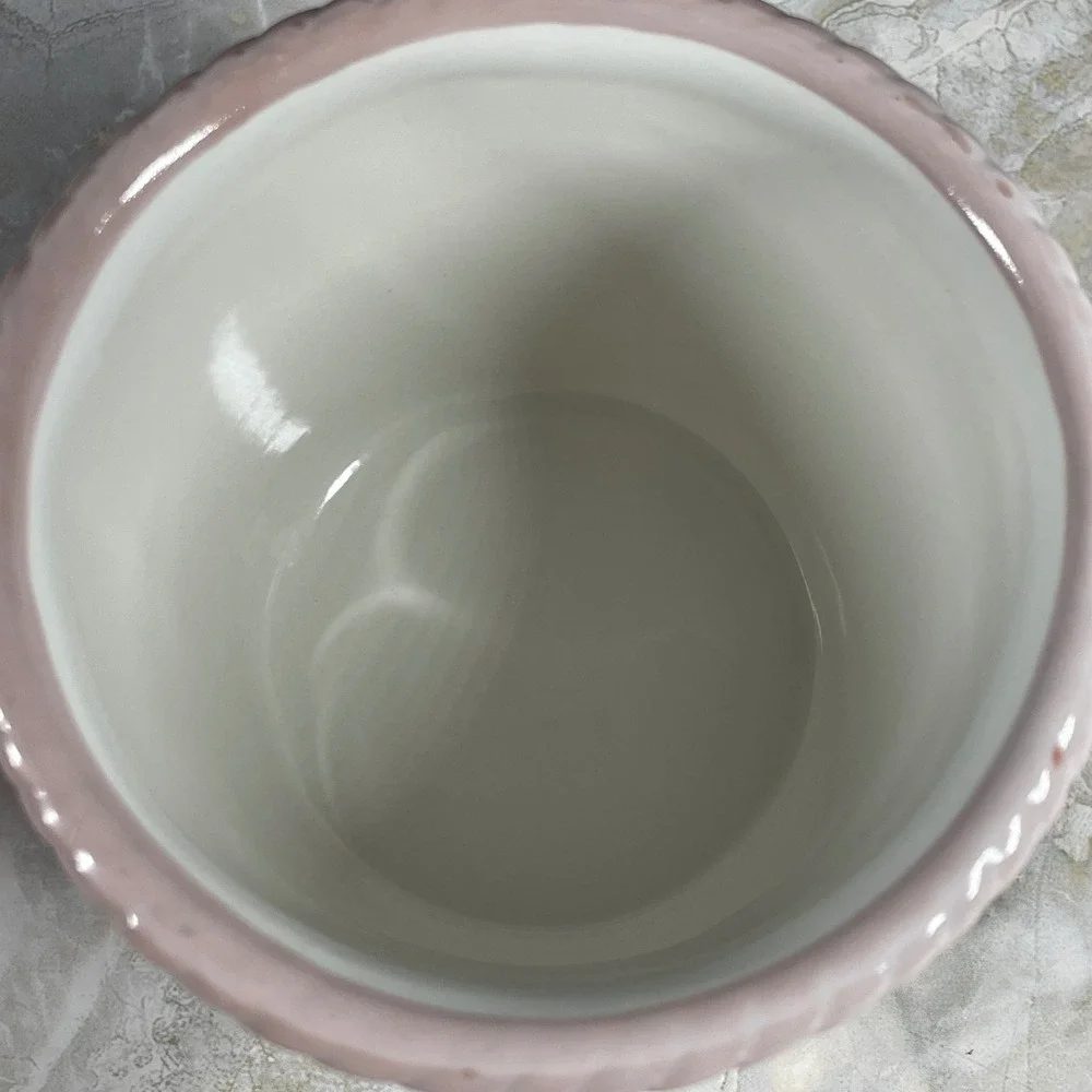 DEMDACO Perennial Friends Frog Ceramic Canister Jar Pink White Girls Nursery MCM